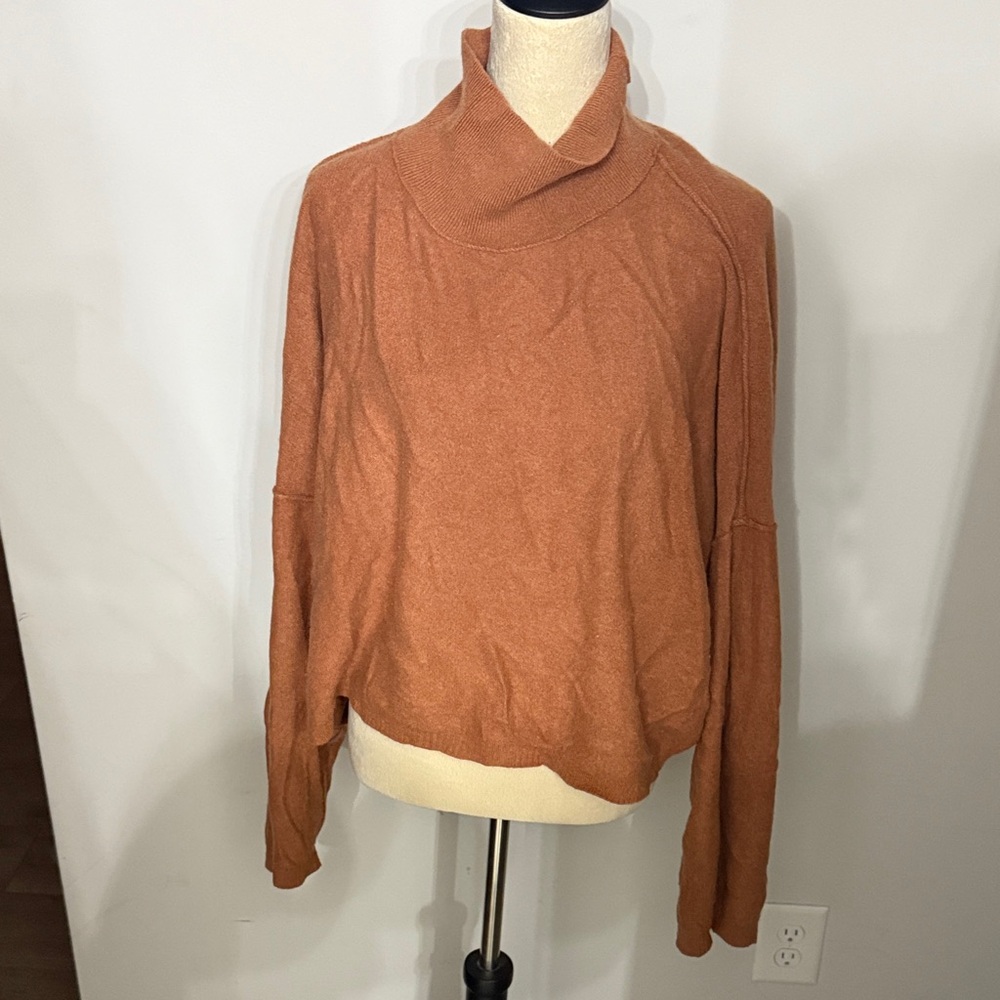Free People Women's Cozy Turtleneck Sweater - Orange - 100% cashmere